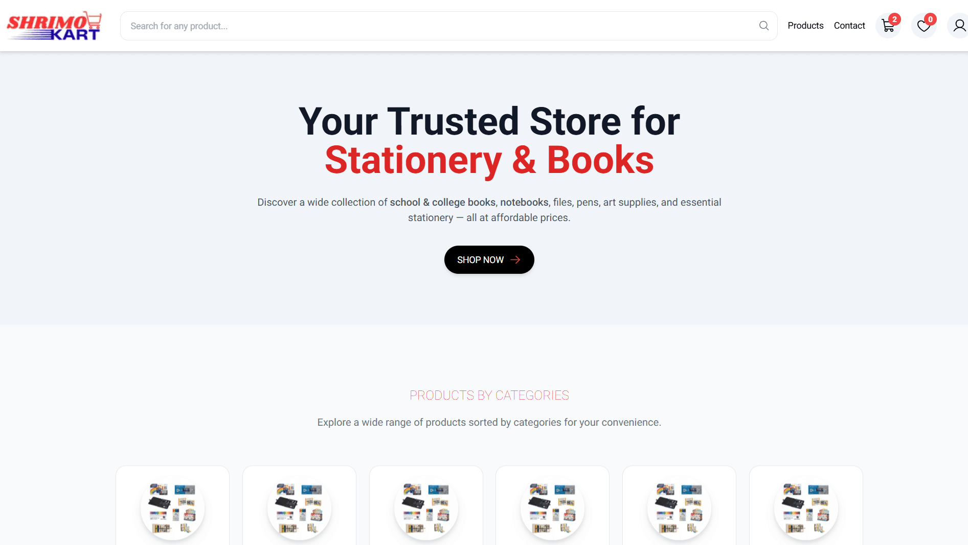 Shrimo Kart ecommerce website preview