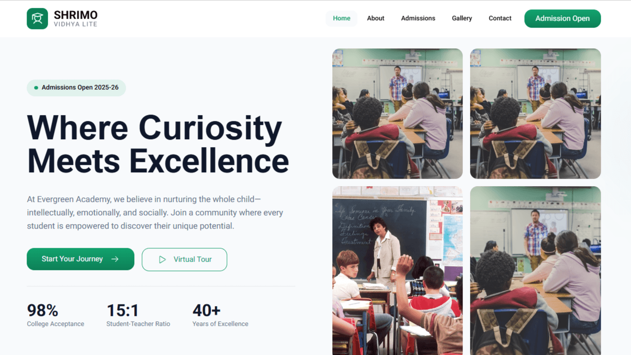 Vidhya Lite school website preview